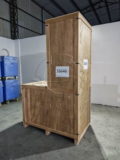 Crated Shuliy dry ice block machine ready for shipping
